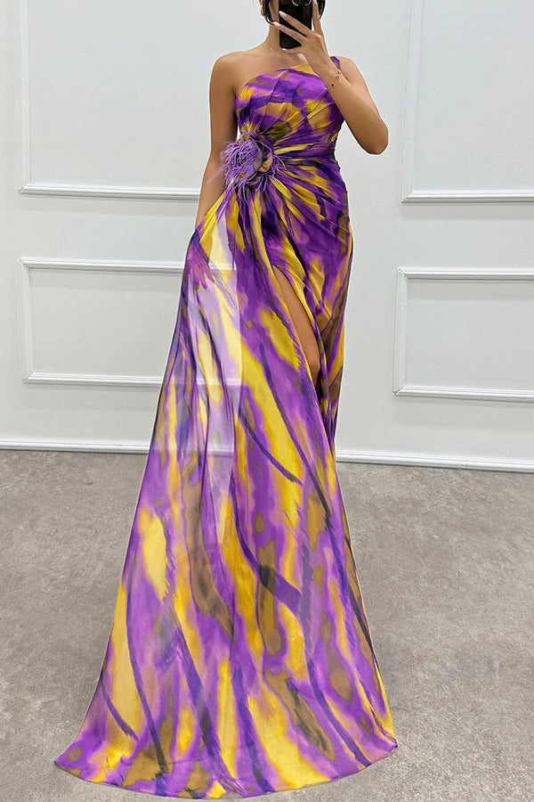 Vestido drapeado vibrante