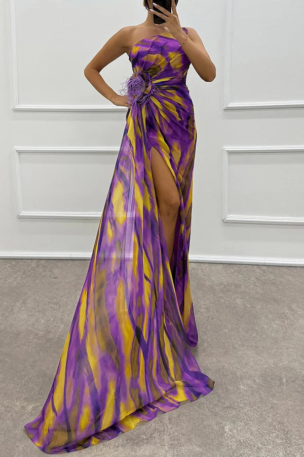 Vestido drapeado vibrante