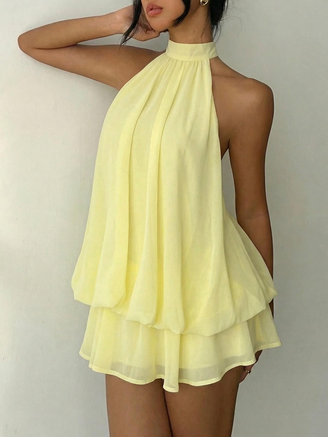 Amelia | Vestido corto fluido con cuello halter