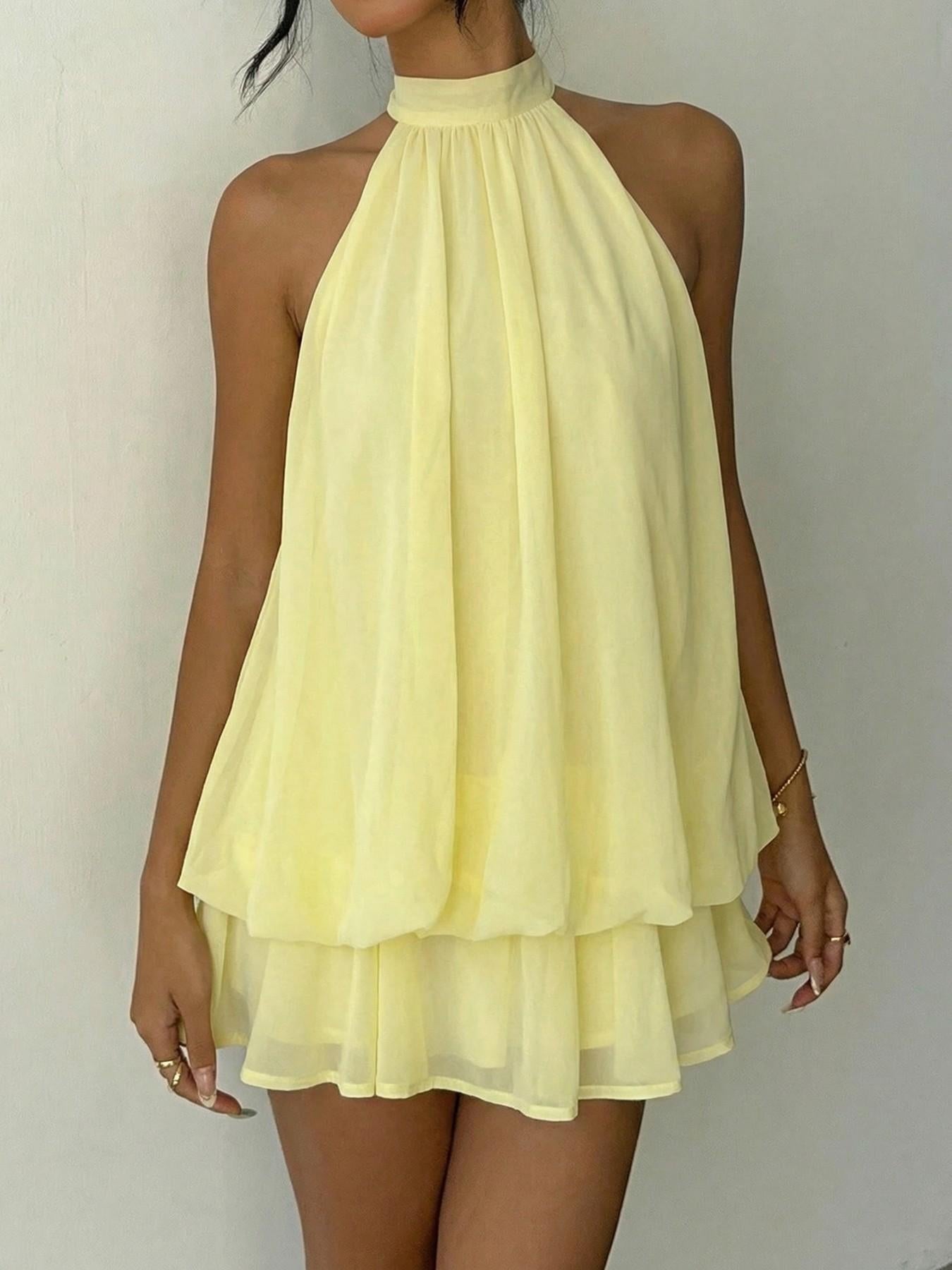 Amelia | Vestido corto fluido con cuello halter