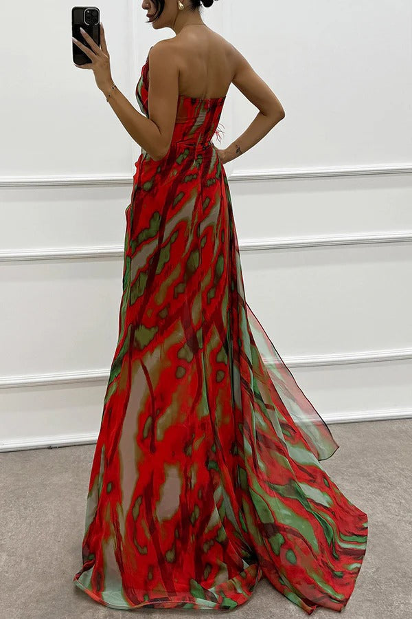 Vestido drapeado vibrante