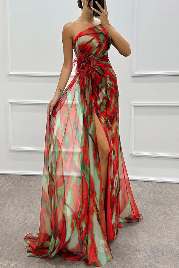 Vestido drapeado vibrante