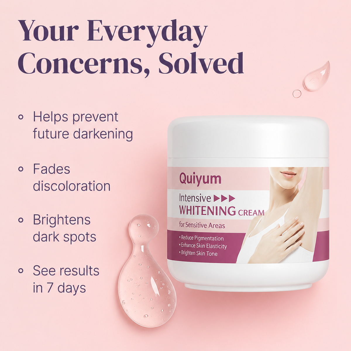Quiyum Intimate Dark Spot Remover for Body, Face, Bikini and Sensitive Areas - Dark Spot Corrector Cream for Intimate Areas