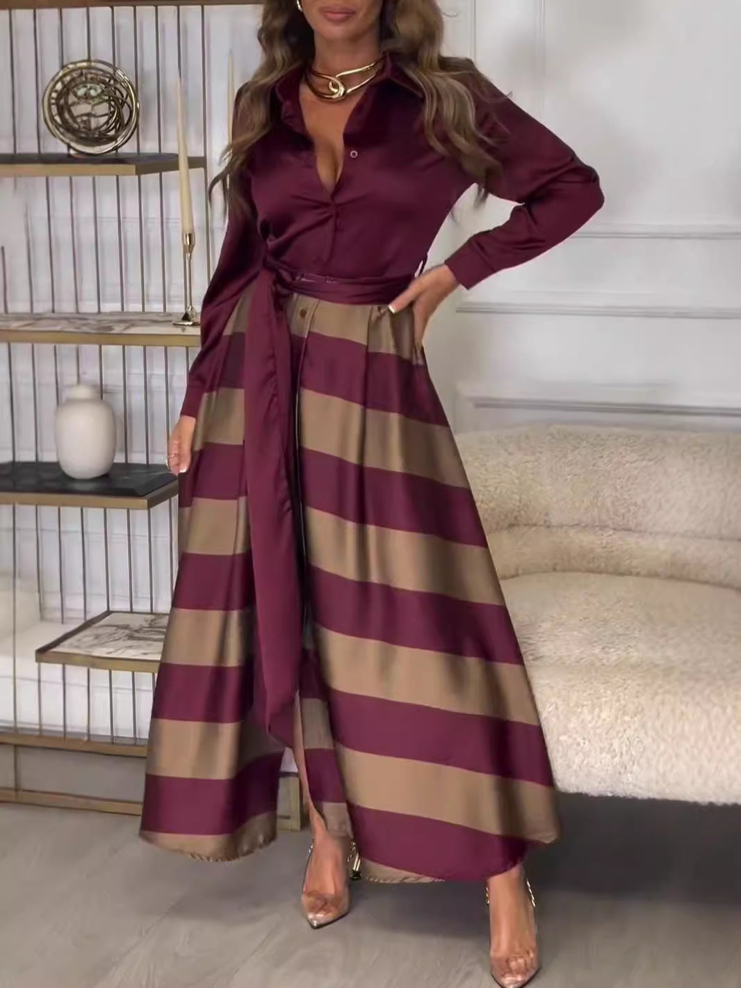 Vestido largo a rayas